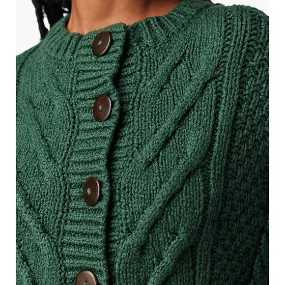 Free People Bonfire Cable Knit Cardi - Forest Green - Picture 5 of 6